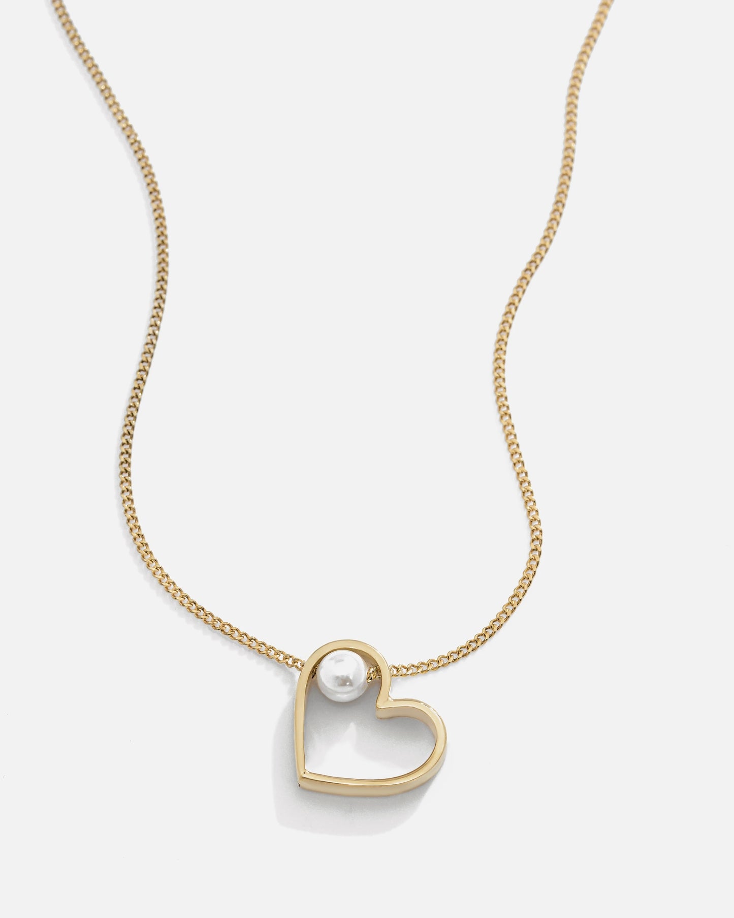 Handmade Silver Heart Pearl Necklace Gold Filled