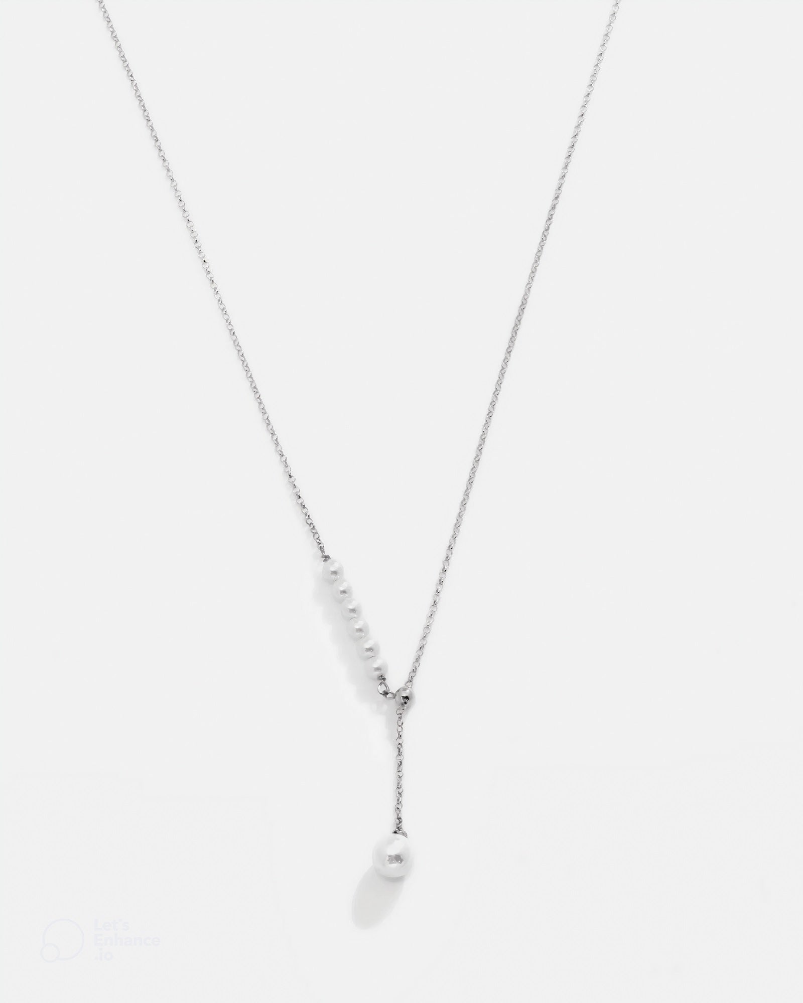 Modern Pearl Drop Silver Necklace