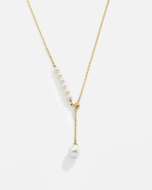 Modern Pearl Drop Silver Necklace Gold Filled