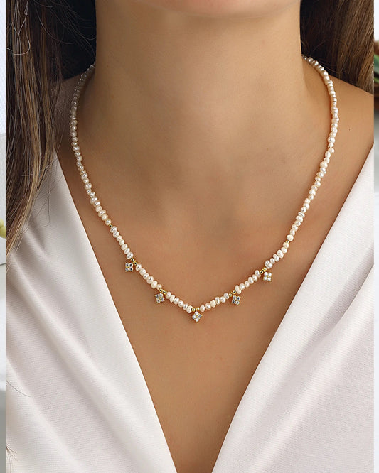 Silver Baroque Choker Pearl Necklace