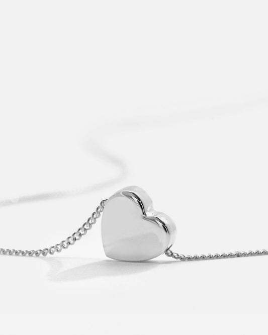 Classic Silver Dimensional Heart Necklace