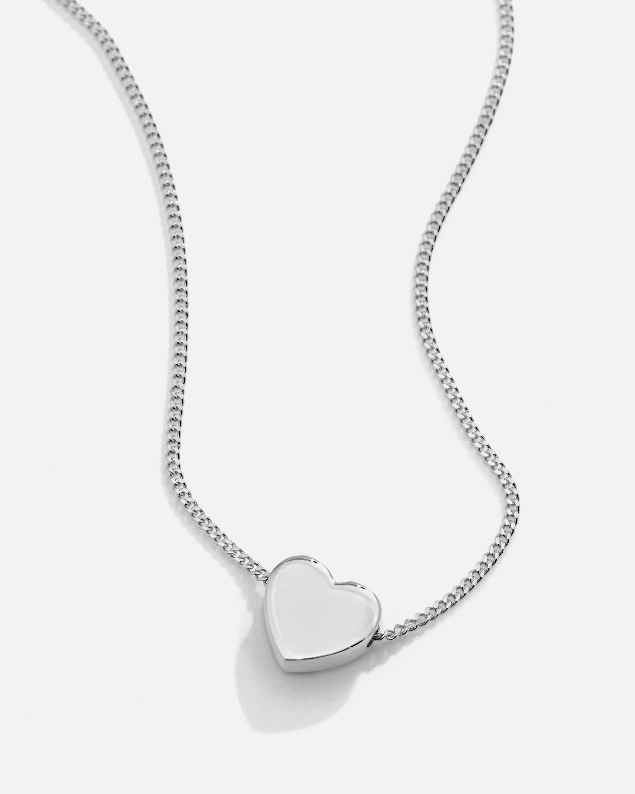 Classic Silver Dimensional Heart Necklace