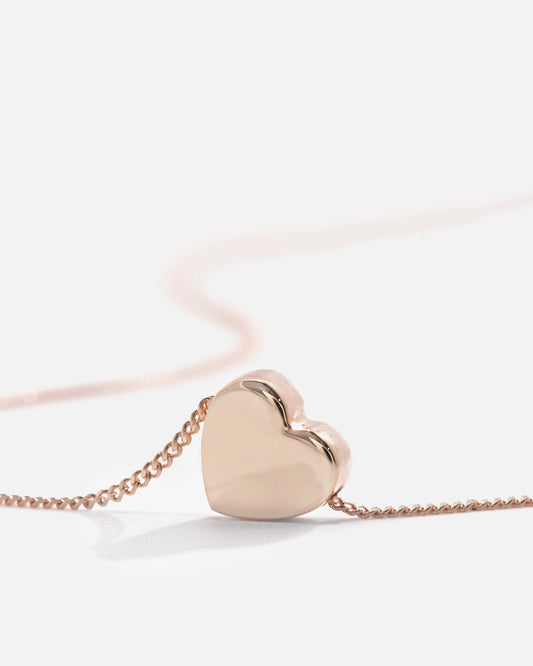 Classic Silver Dimensional Heart Necklace Rose Gold
