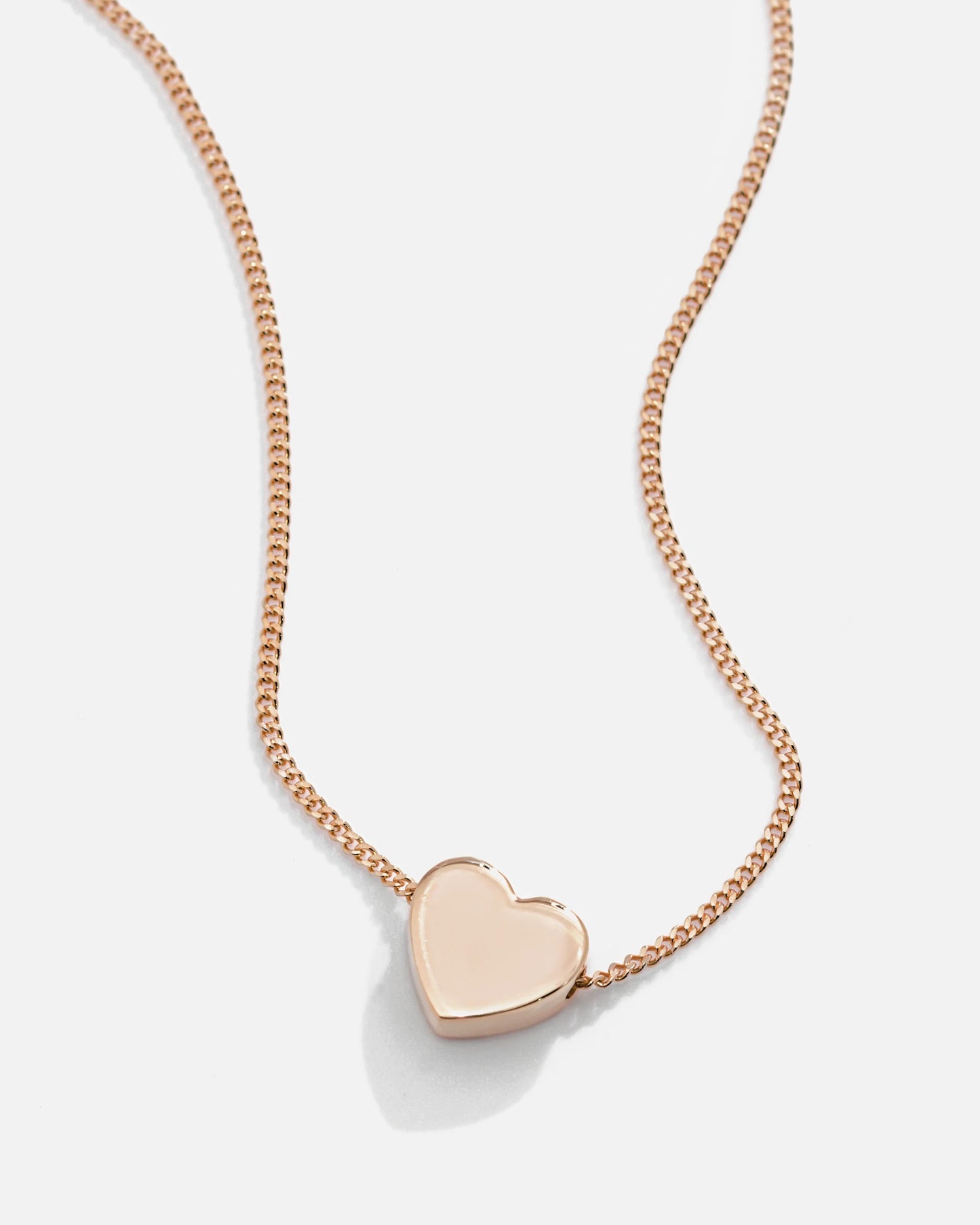 Classic Silver Dimensional Heart Necklace Rose Gold