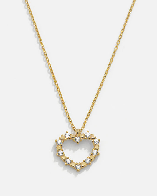 Silver Crystal Details Heart Necklace Gold Filled