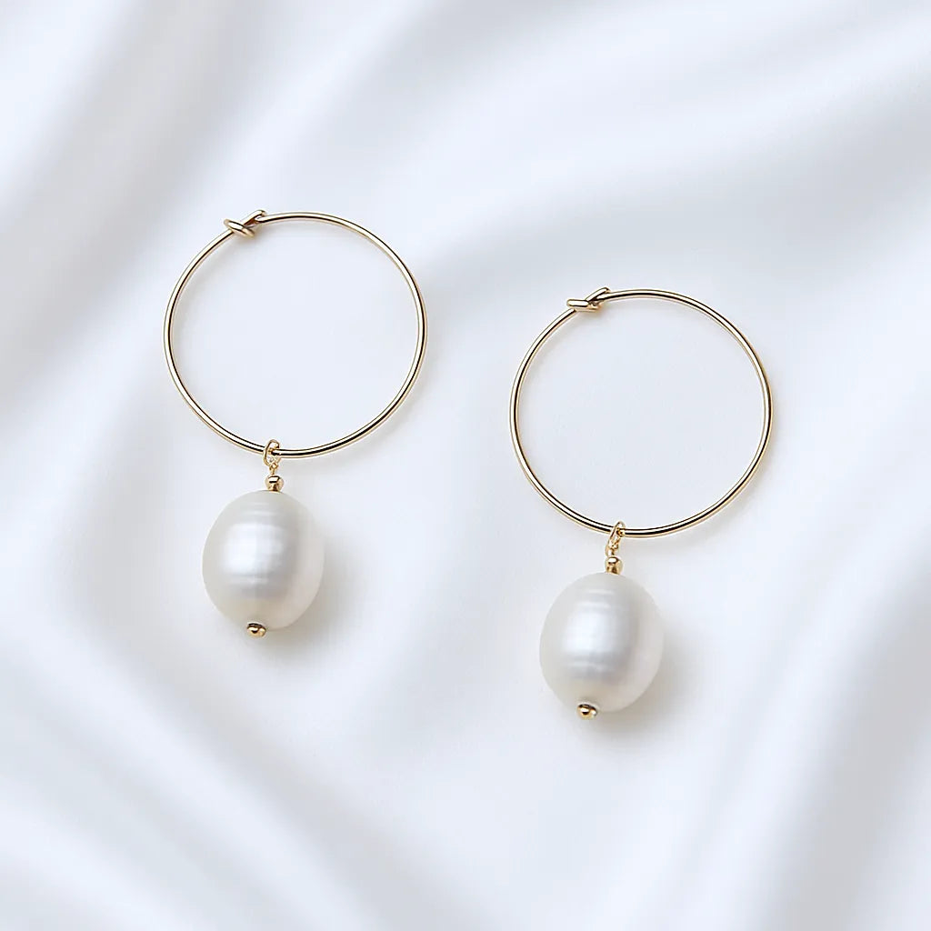 Voile d’Or Large Drop Pearl Earrings