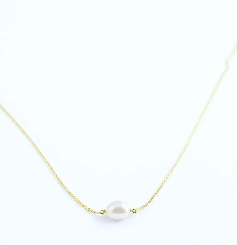 Clara Lux Single Baroque Dainty Pearl Choker Necklace