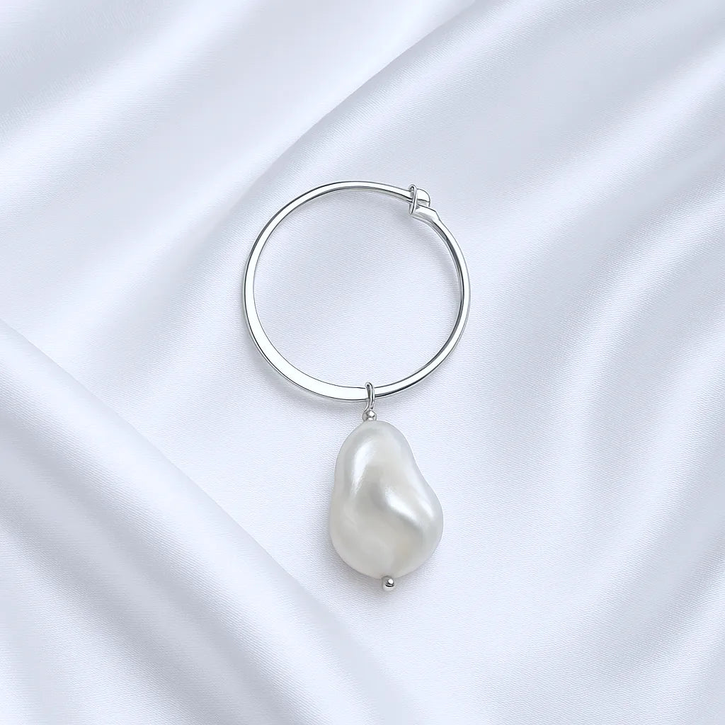 Lys Doré Silver Large Drop Pearl Earrings