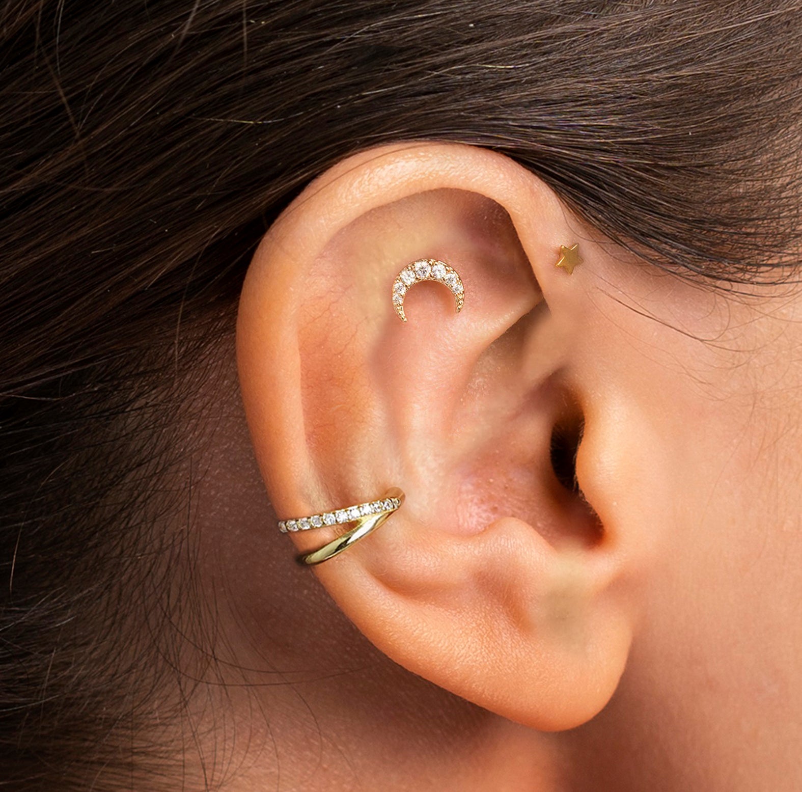 Moon Rook Piercing Cartilage Hoop Earring