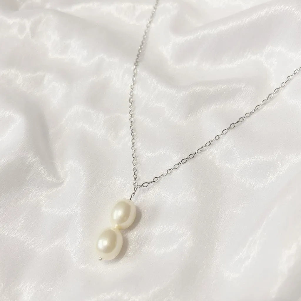 Fleur Céleste Silver Double Baroque Pearl Necklace