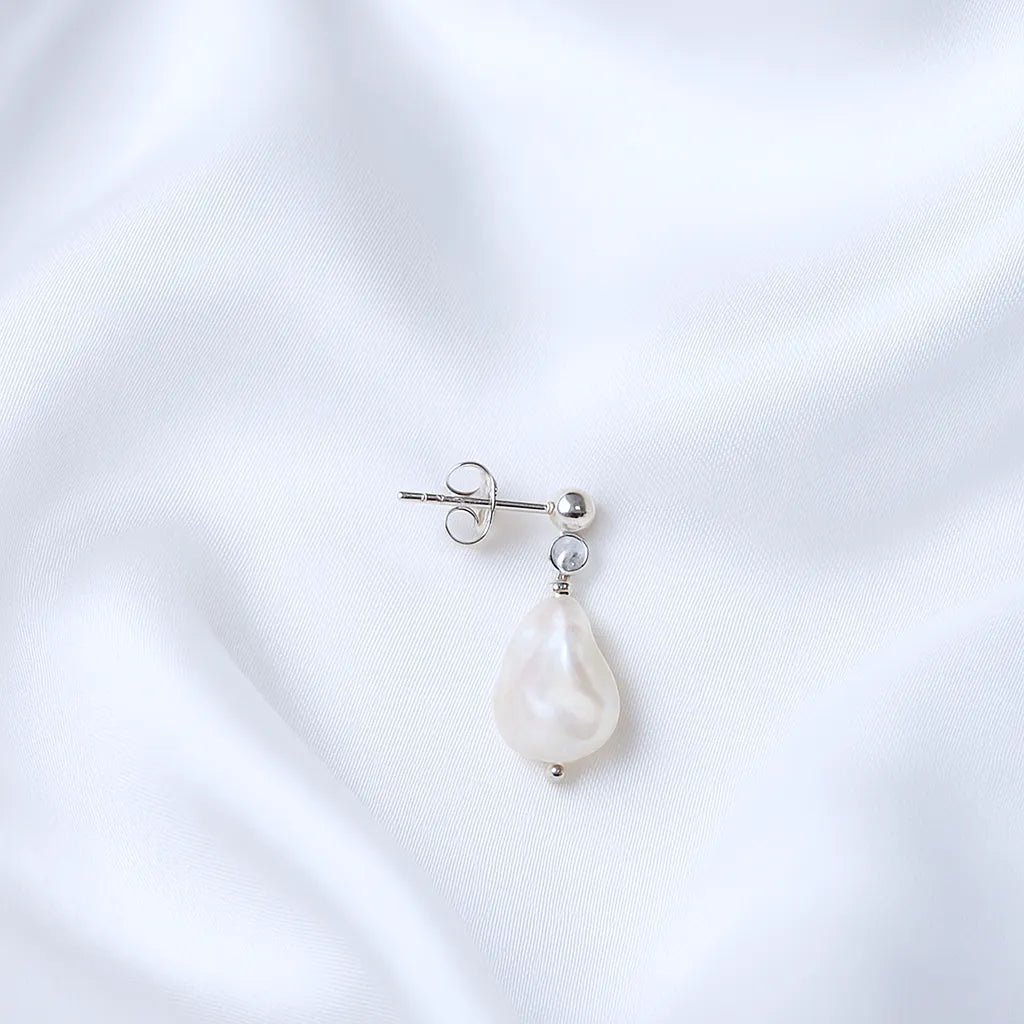 Vita Perlata Silver Stud Drop Earrings