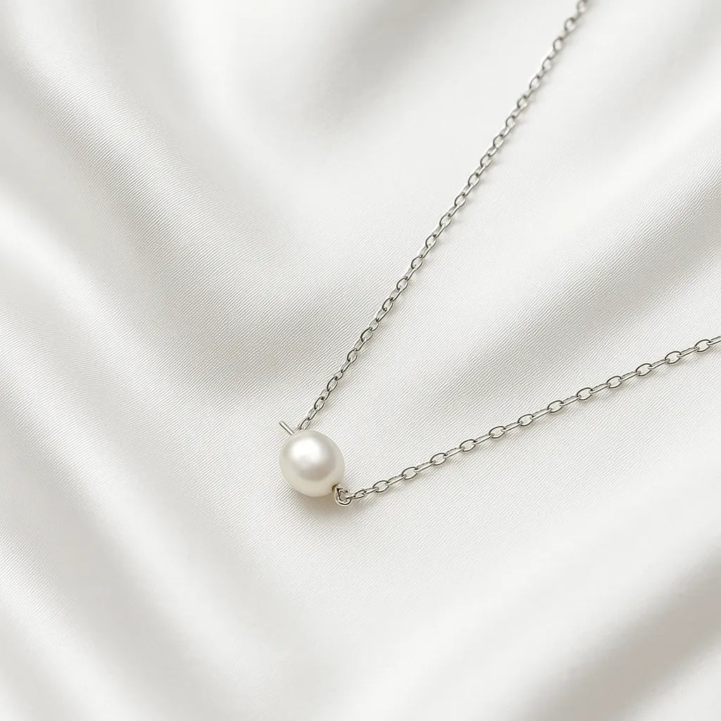 Clara Lux Silver Single Baroque Dainty Pearl Choker Necklace