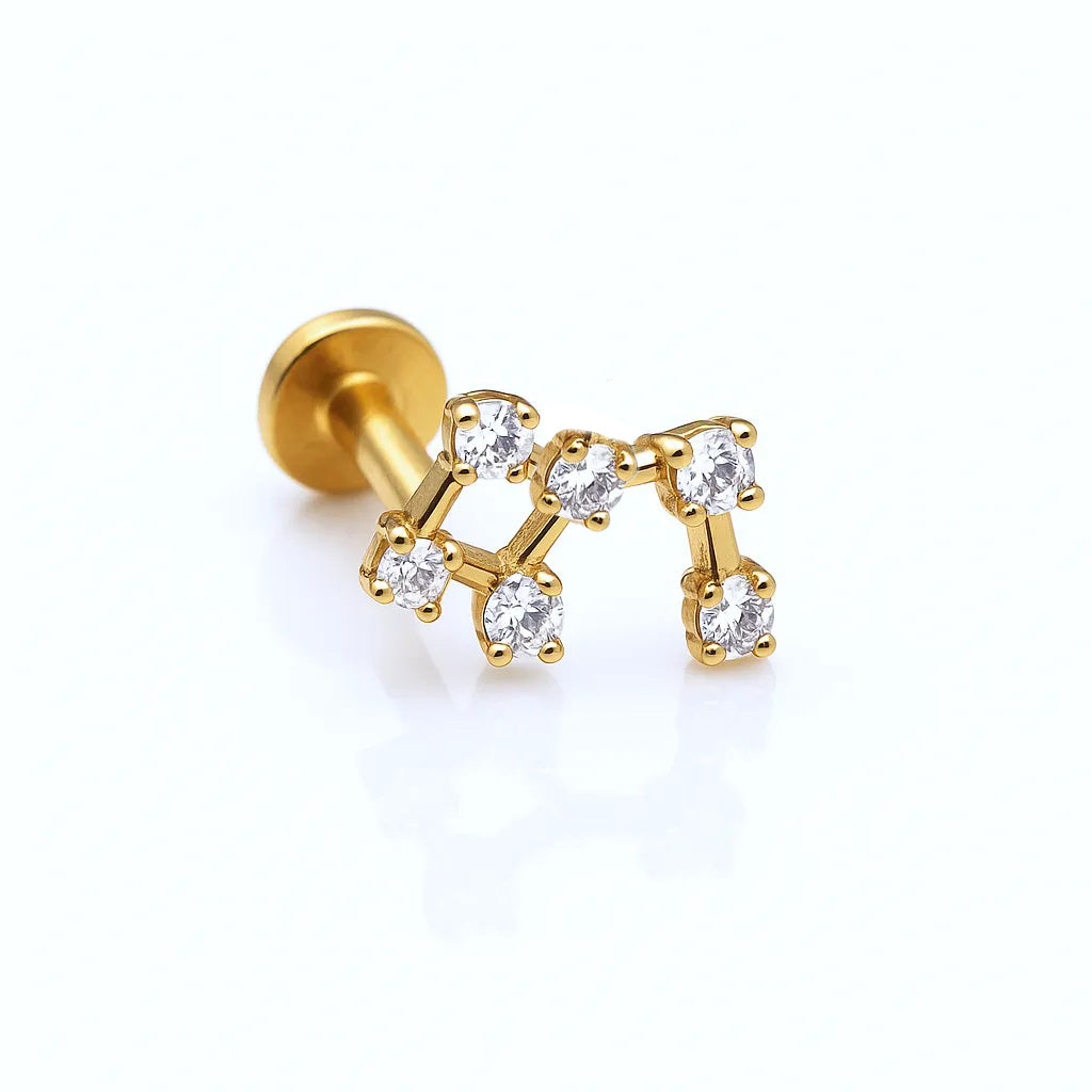 Zircon Constellation Labret Stud Titanium Crystal Helix Piercing