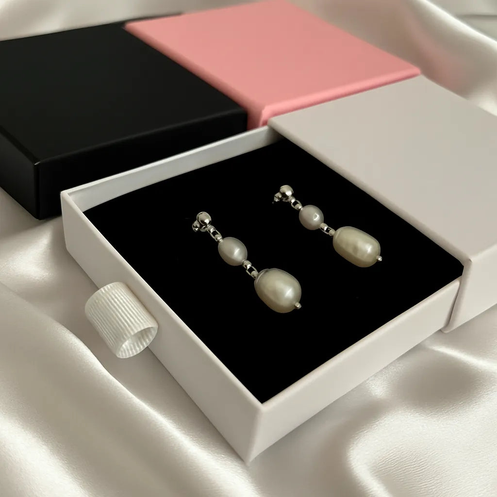 Silva Opale Silver Double Pearl Earrings