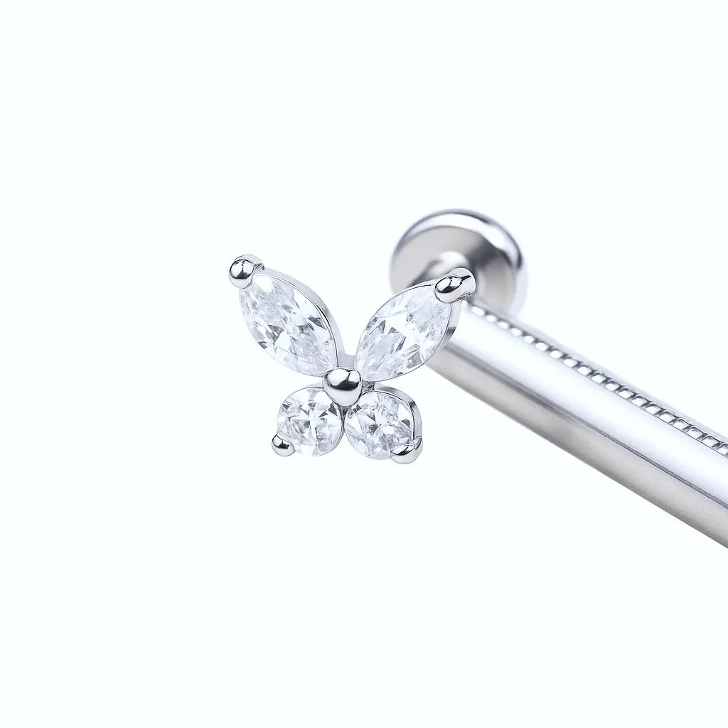 Butterfly Stud Titanium Crystal Piercing