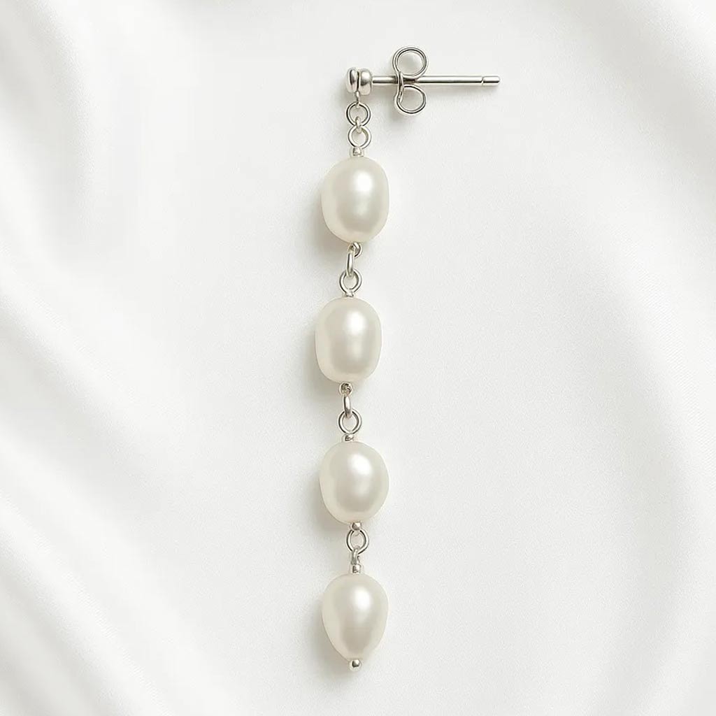 Solea Alba Silver Four Pearl Drop Earrings