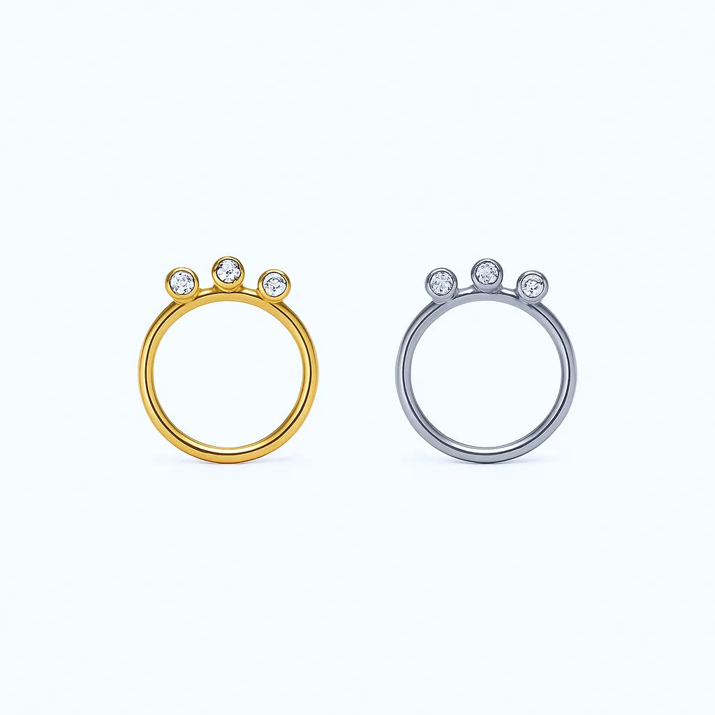 Three Crystal Clicker Daith Piercing and Clicker