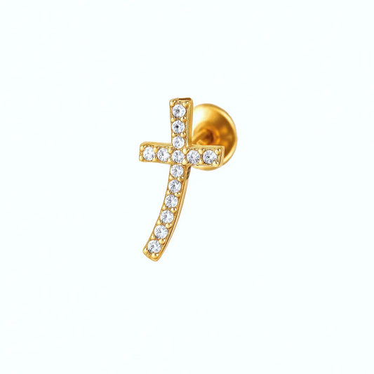 Cubic Zirconia Cross Charm Pendant Design Titanium Piercing