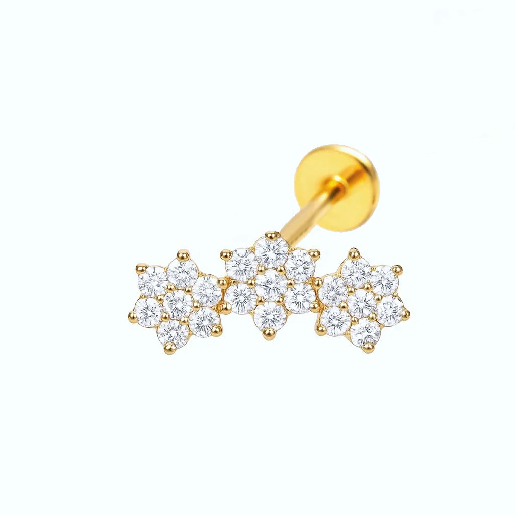 Cubic Zirconia Stars Design Titanium Piercing