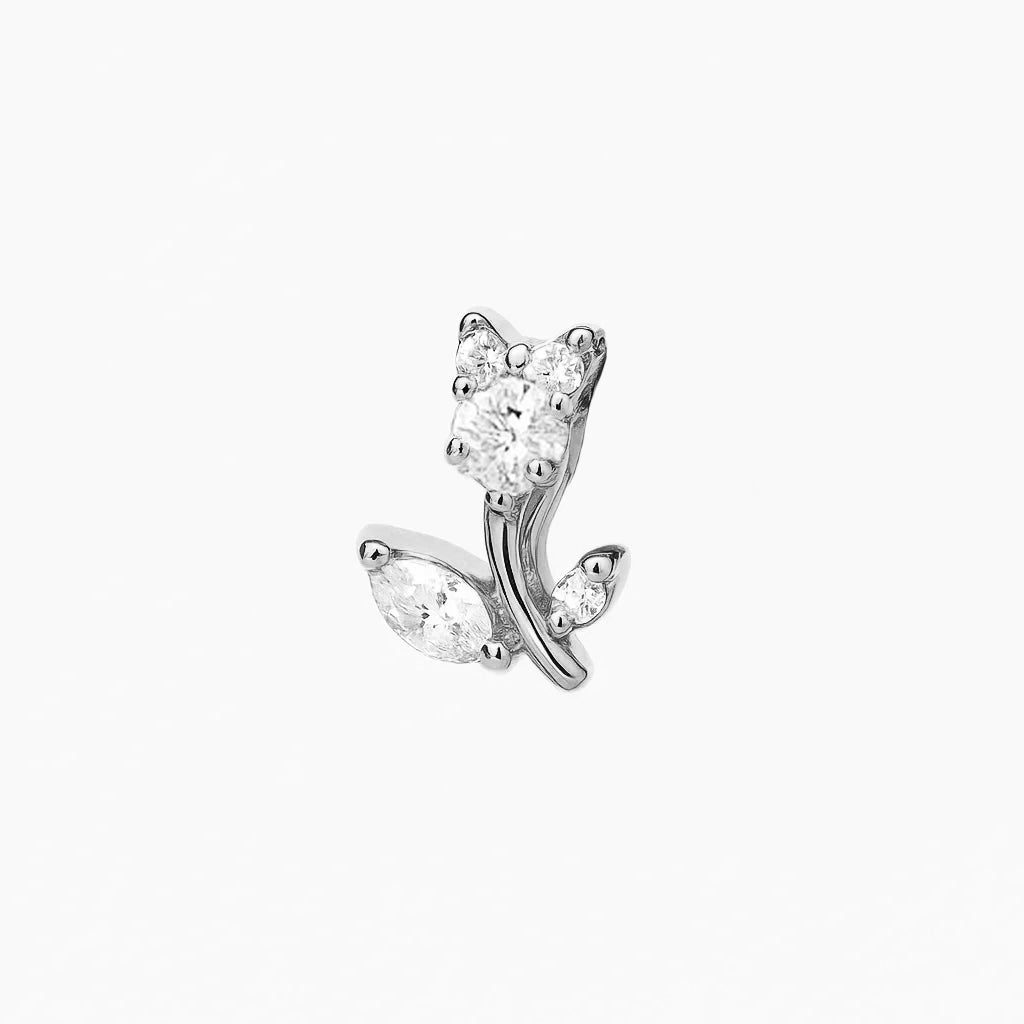 Cubic Zirconia Tulip Design Titanium Piercing