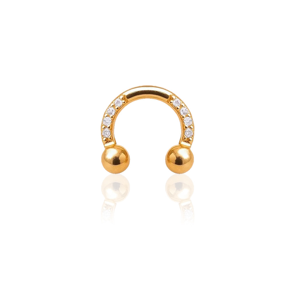 Cubic Zirconia Horseshoe Titanium Septum Piercing