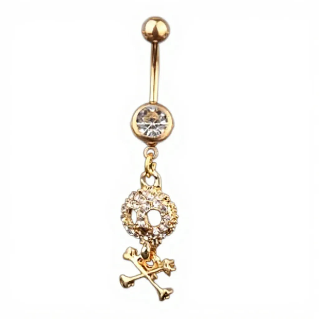 Surgical Steel Crystal Skull Butterfly Belly Button Piercing
