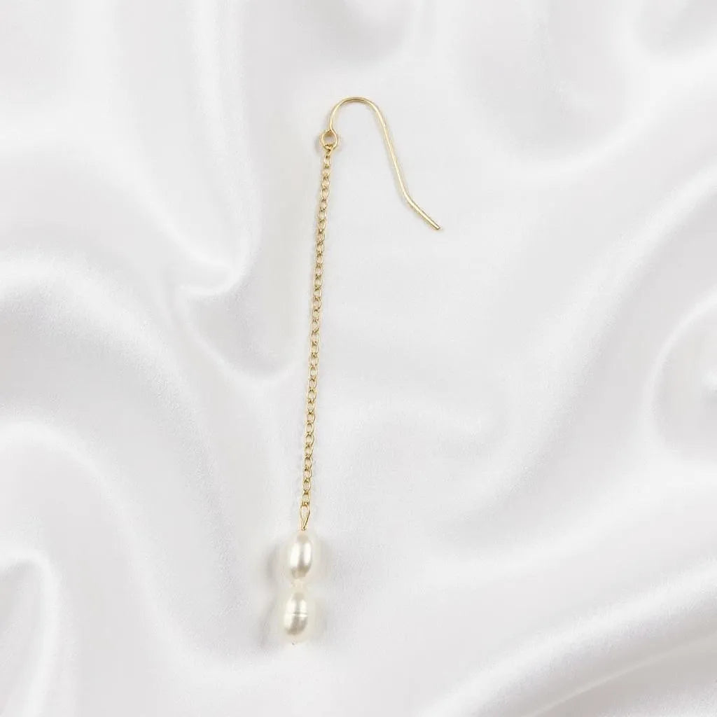 Solea Alba Long Chain Pearl Drop Earrings
