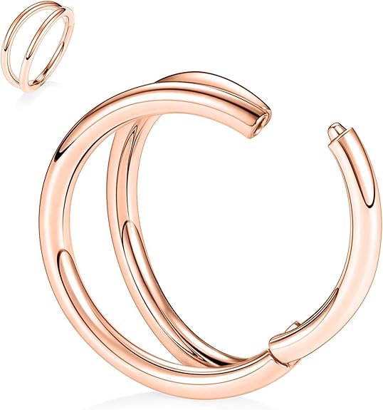 Rose Gold Classic Double Nose Piercing and Clicker Double Nose Ring