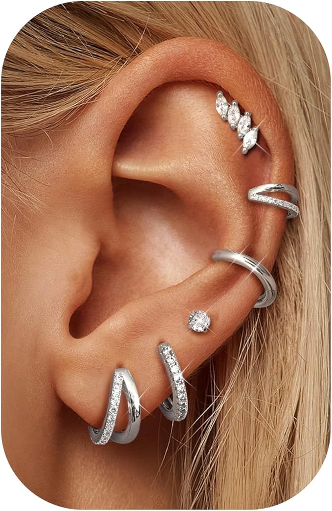 Crystal Clicker 6 Piece Ear Piercing Set