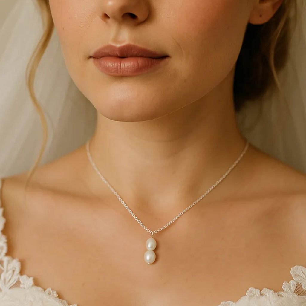 Clara Lux Silver Double Baroque Pearl Necklace