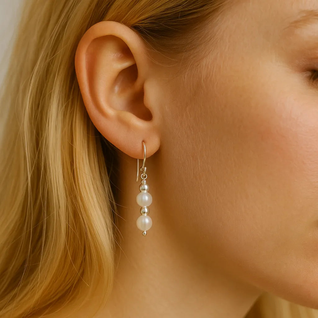 Fleur Céleste Silver Hook Pearl Earrings