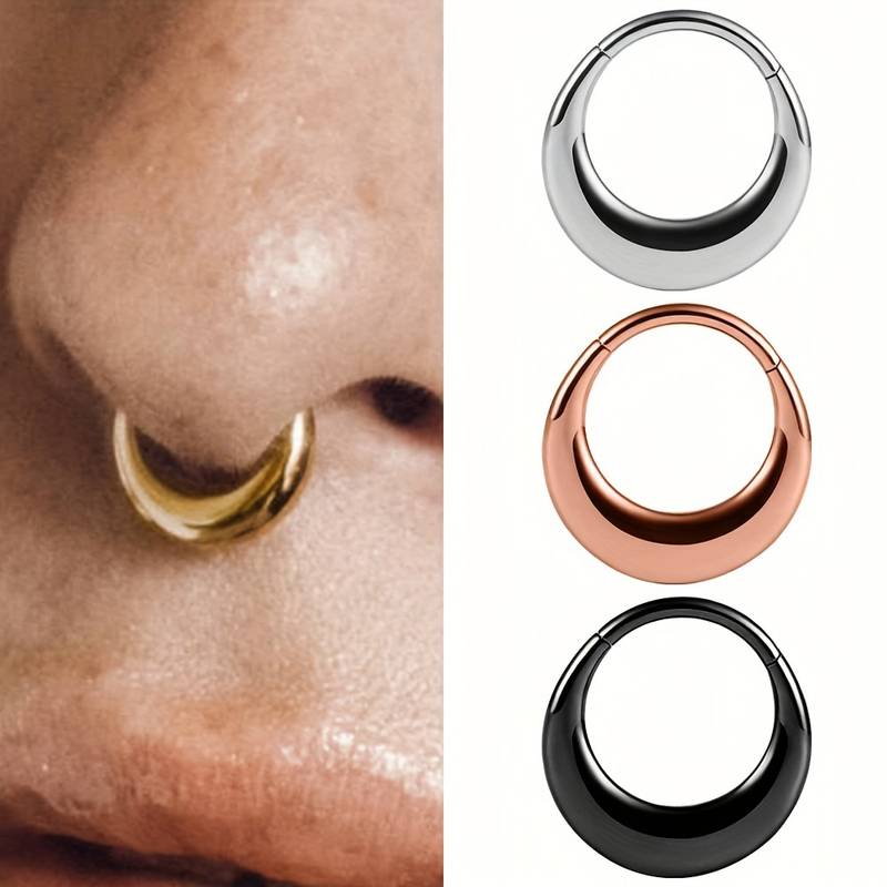 Silver Clicker Bold Nose Ring Hoops Ears and Nose Piercing