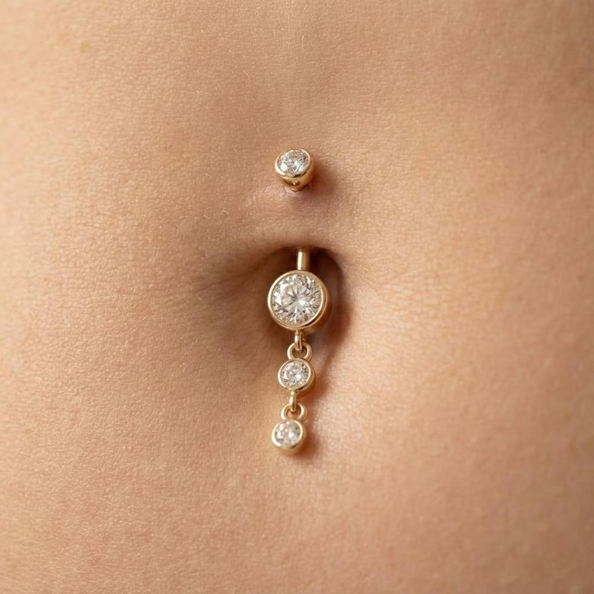 Cascading Crystal Dangle Belly Bar | Carl Oliver UK