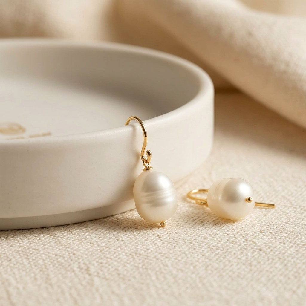Clara Lux Gold Filled Hook Large Pearl Earrings