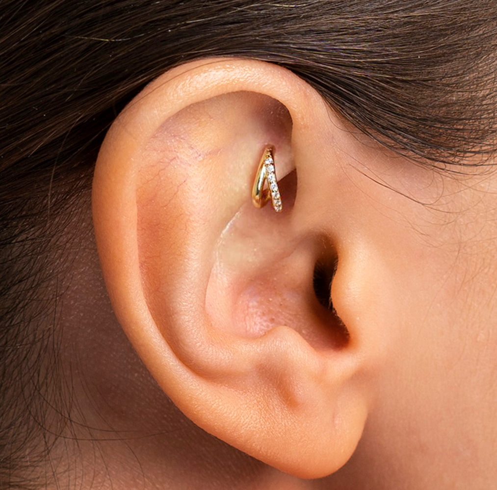 Double Hinged Segment Rook Piercing Cartilage Hoop