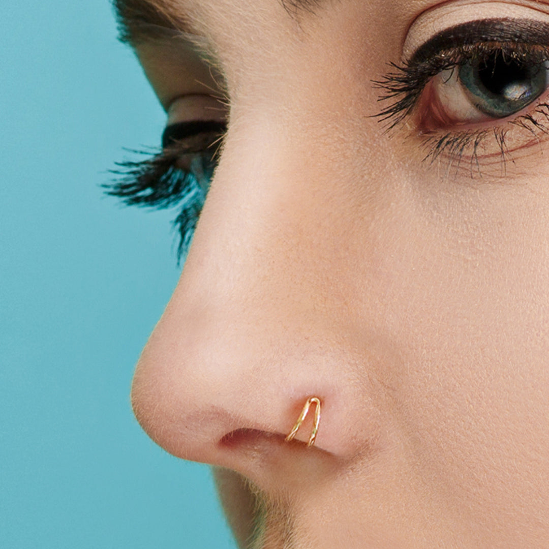 Gold Nose Ring With Stud 20G Nose Hoop Rings