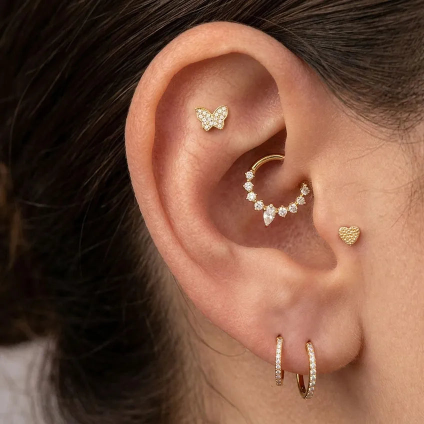 Love Heart Titanium Flat Back Labret Stud
