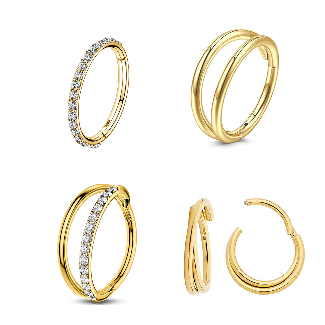 Crystal Hinged Segment 4 Piece Ear Piercing Set