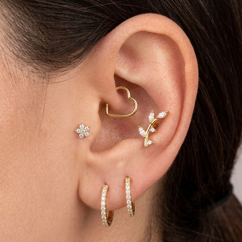 Titanium Flower Tragus Piercing | Flat Back Labret Stud — CarlOliver