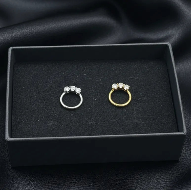 Crystal Stones Conch Piercing and Septum Piercing