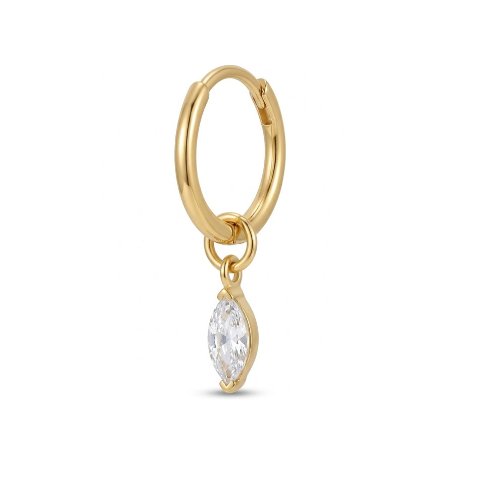 Marquise Cubic Zirconia Charm Hoop Earring – 316 Stainless Steel