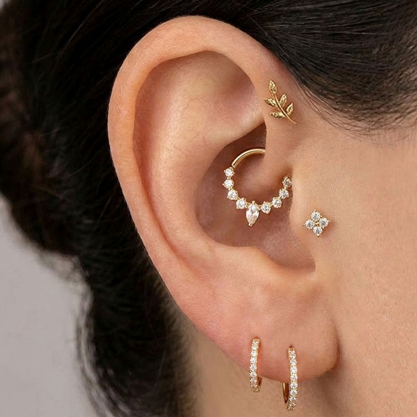 Sparkling Botanical 5-Piece Titanium Ear Piercing Set