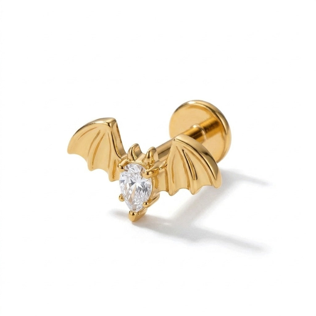 Titanium Bat CZ Tragus Piercing | Cartilage Piercing