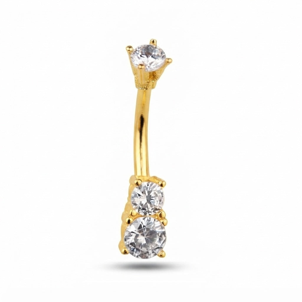 Double Cubic Zirconia Belly Bar | Carl Oliver UK