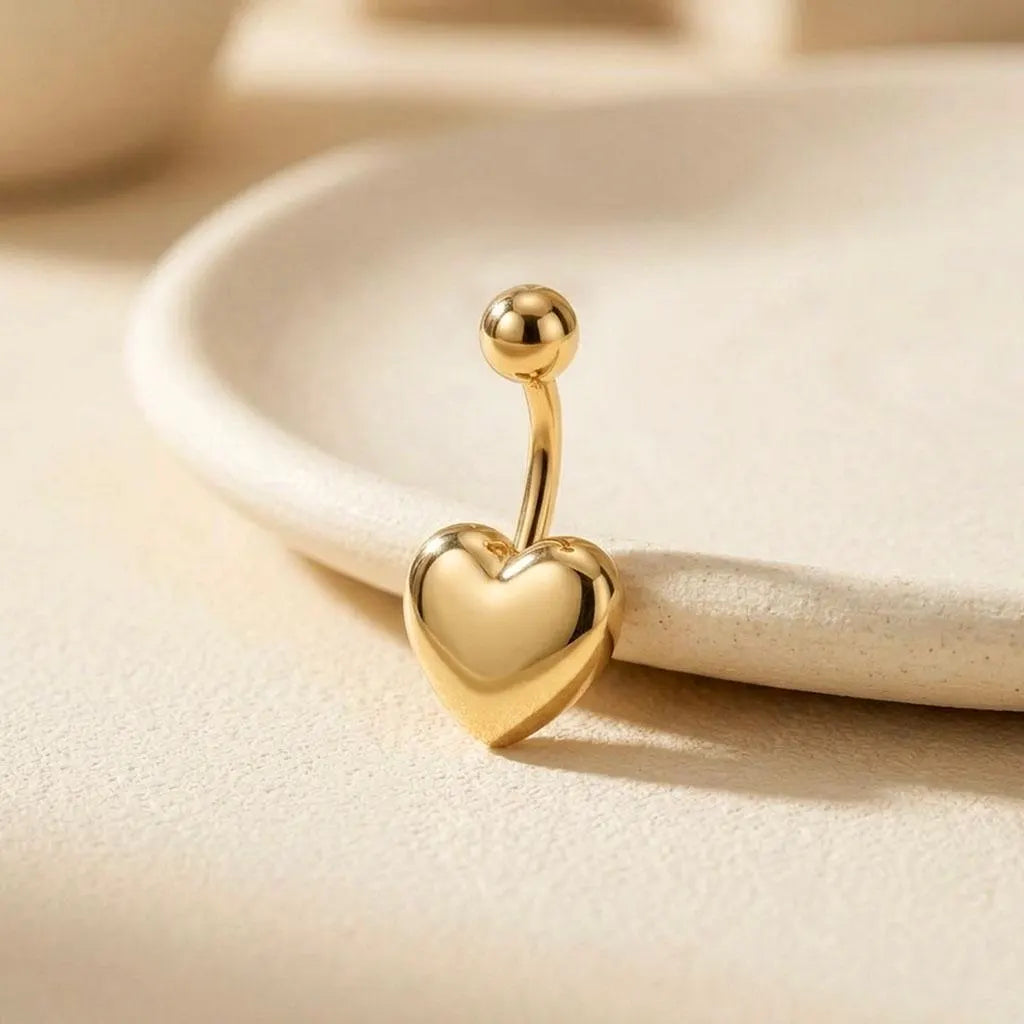 Polished Heart Stainless Steel Belly Bar | Carl Oliver UK