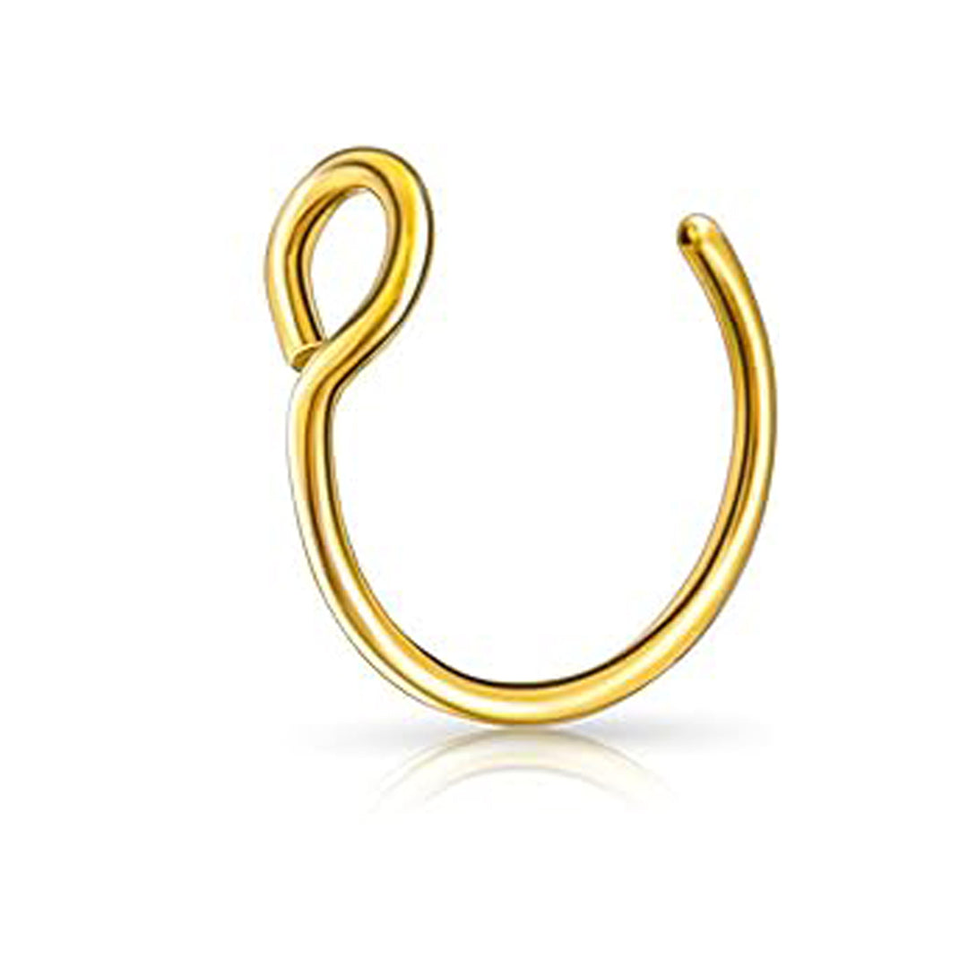 Gold Filled Fake Nose Ring Hoop Stainless Steel Nose Piercing