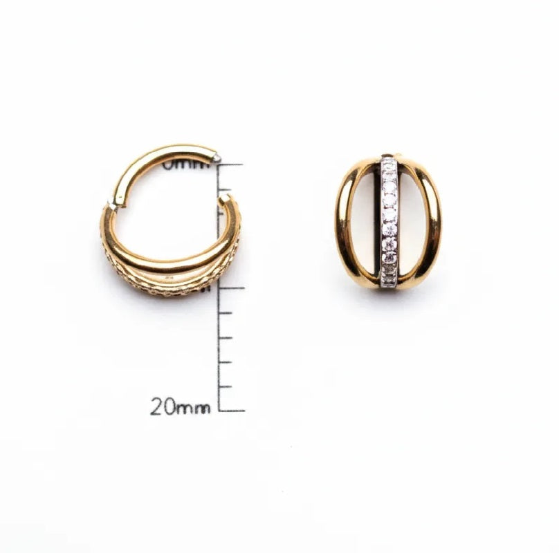 Double Hoop Ear Piercing with Cubic Zirconia Detail