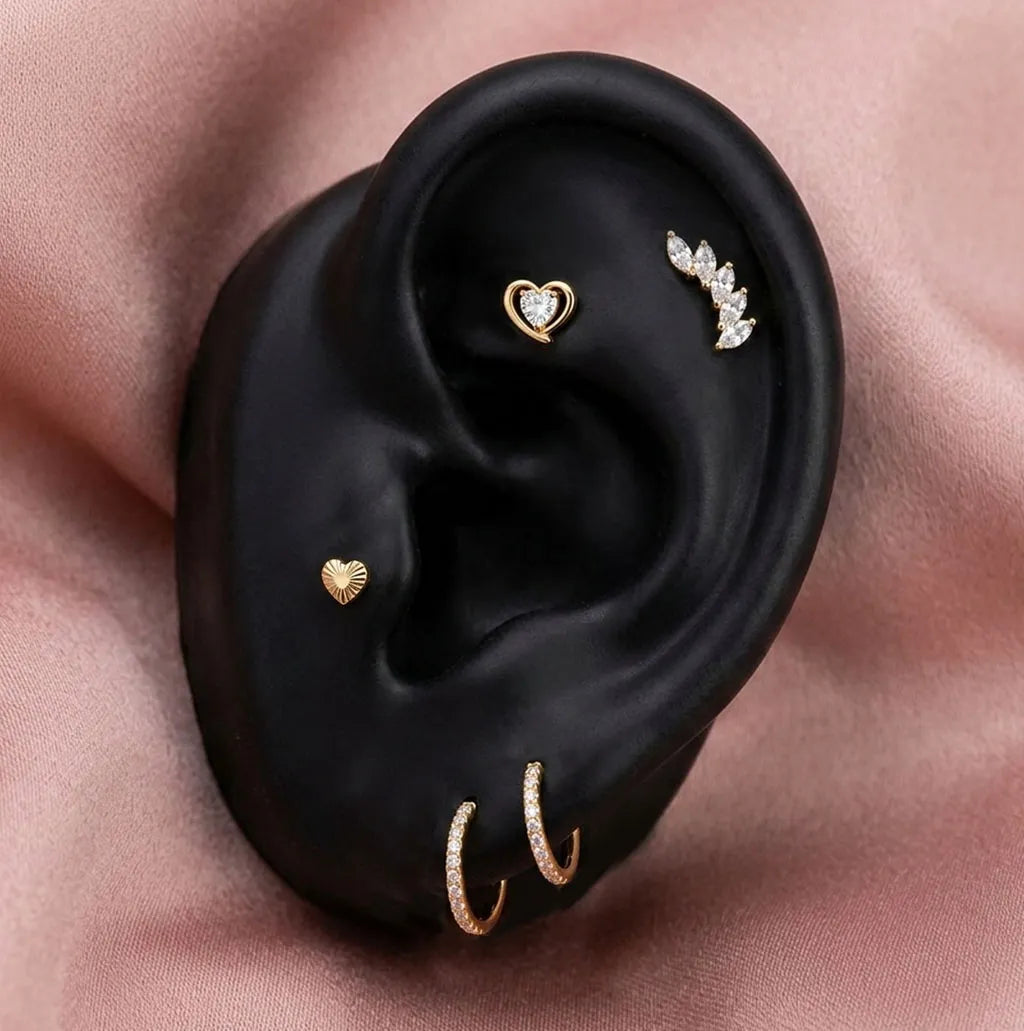 5-Piece Titanium Piercing & Earring Set - Marquise & Heart Curated Ear