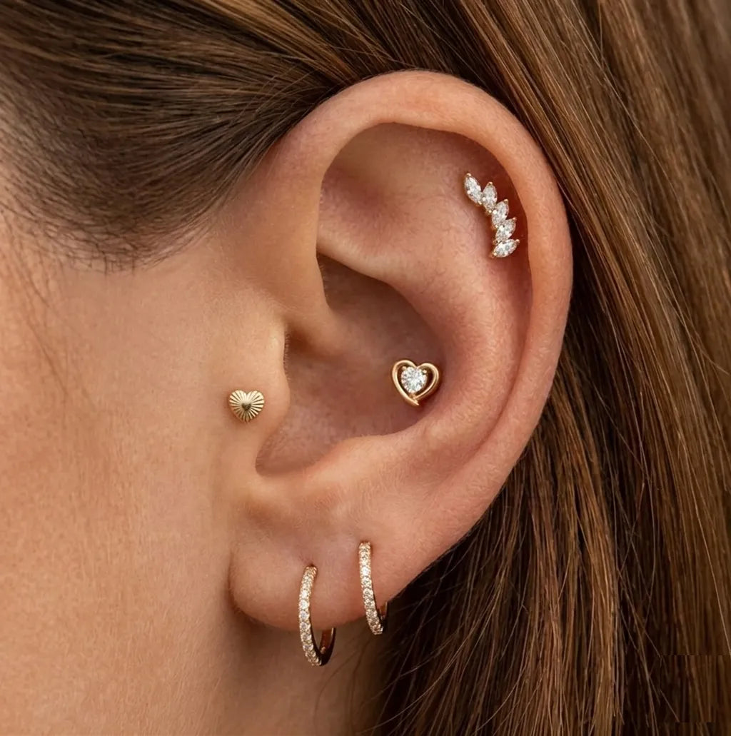 5-Piece Titanium Piercing & Earring Set - Marquise & Heart Curated Ear