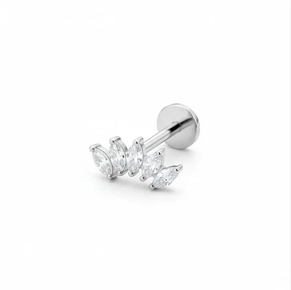 Marquise Crystal Titanium Ear Piercing Set – 3 Piece Curated Stack